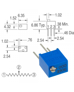 3266W-1-102 1 кОм Резистор подстроечный 